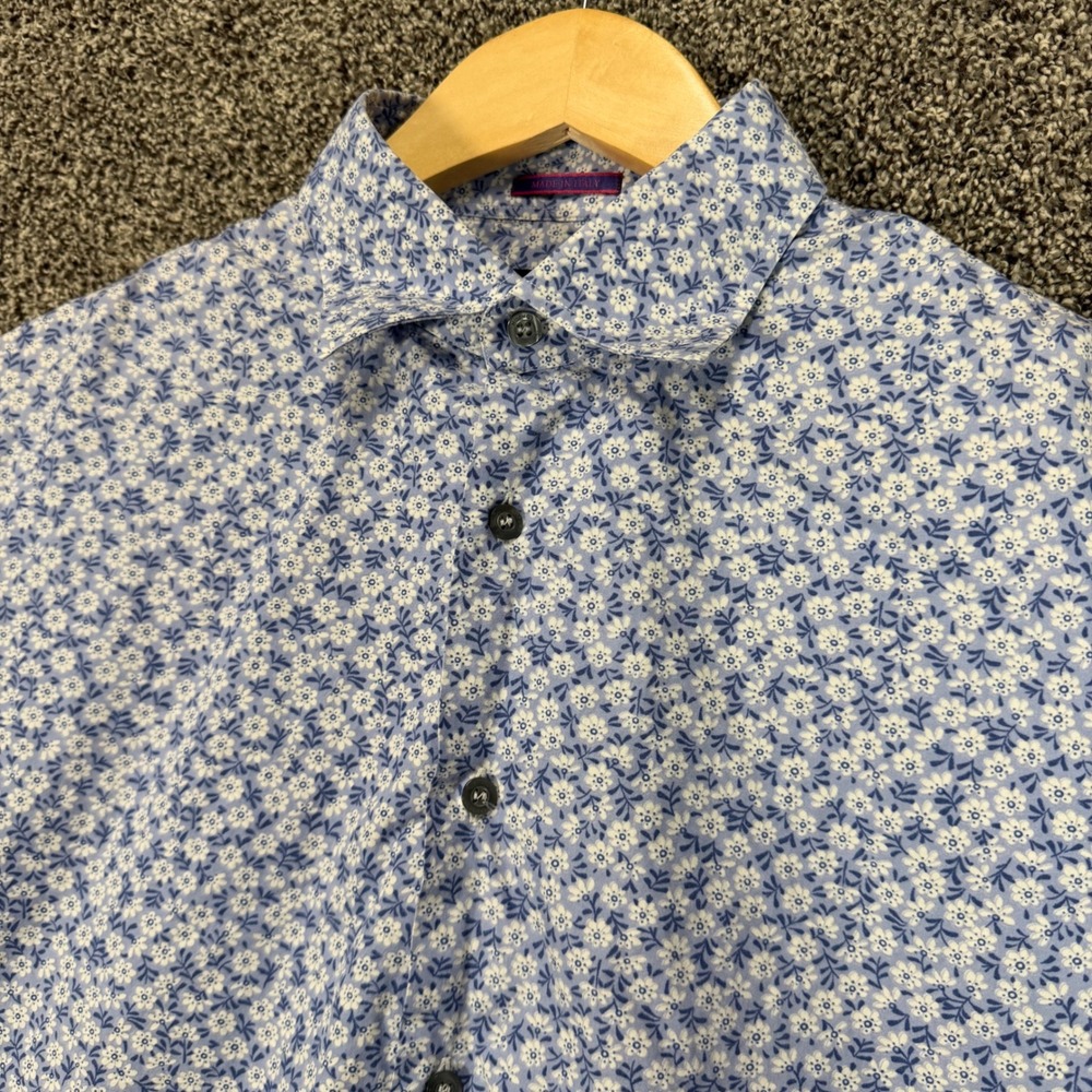 Paul Smith London Shirt Mens 16 Slim Fit Blue Floral Cotton Made In Italy